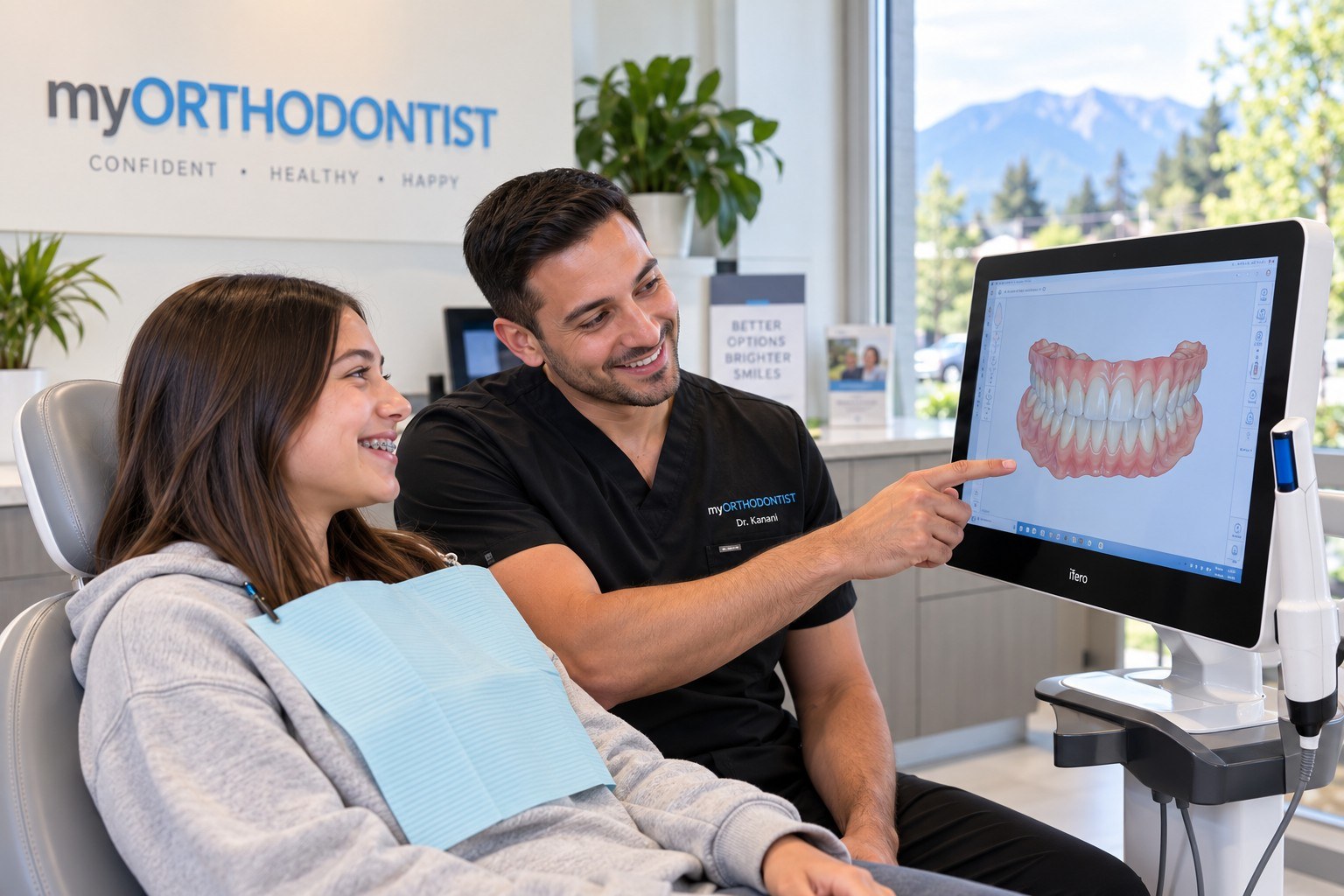 Digital orthodontic scan being reviewed during treatment planning