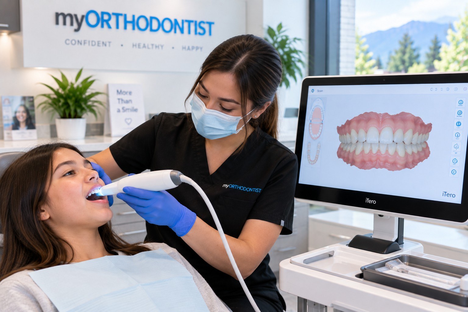 Digital scan of teeth being used for orthodontic treatment planning