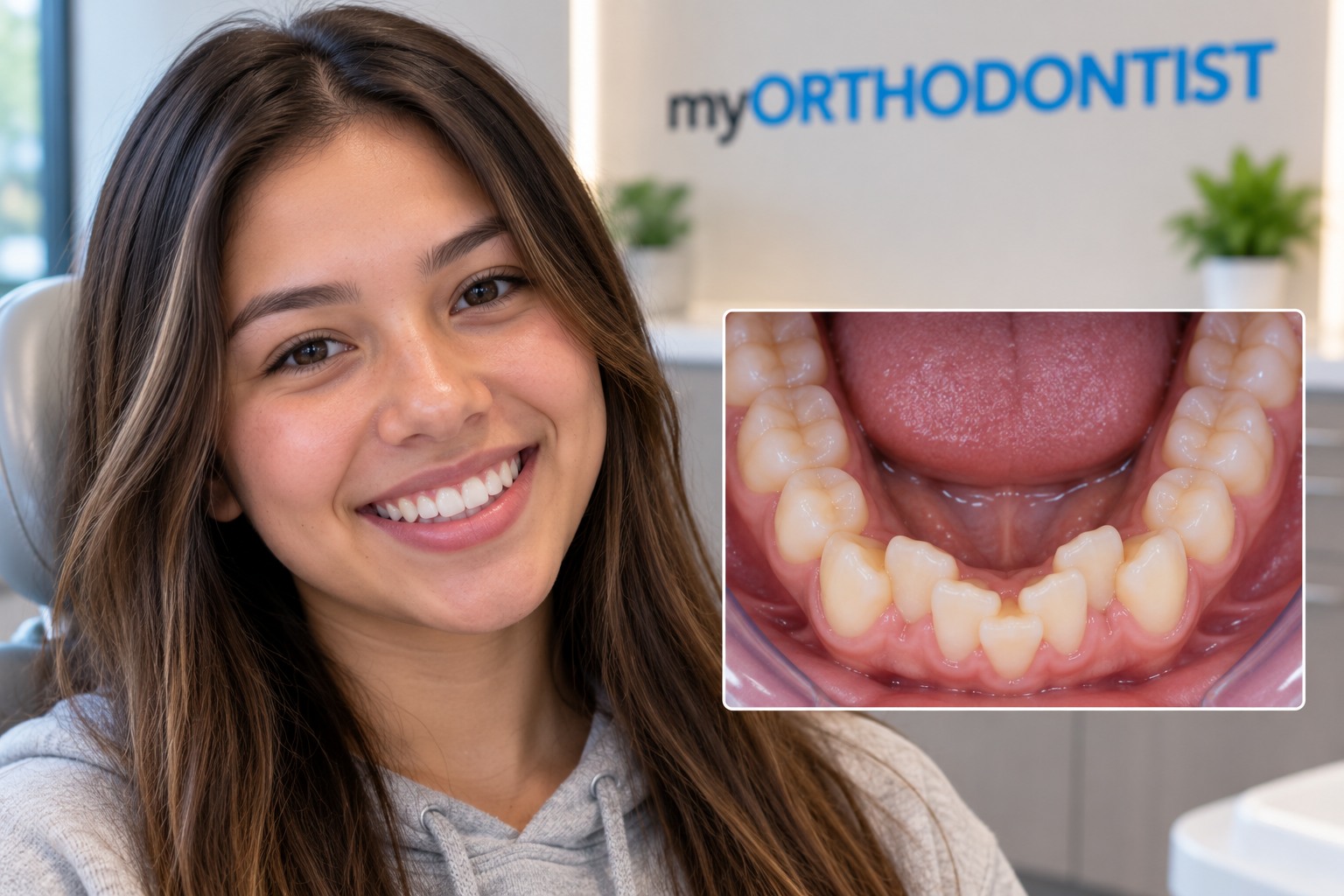 Moderate crowding and overlapping of the lower front teeth before orthodontic treatment