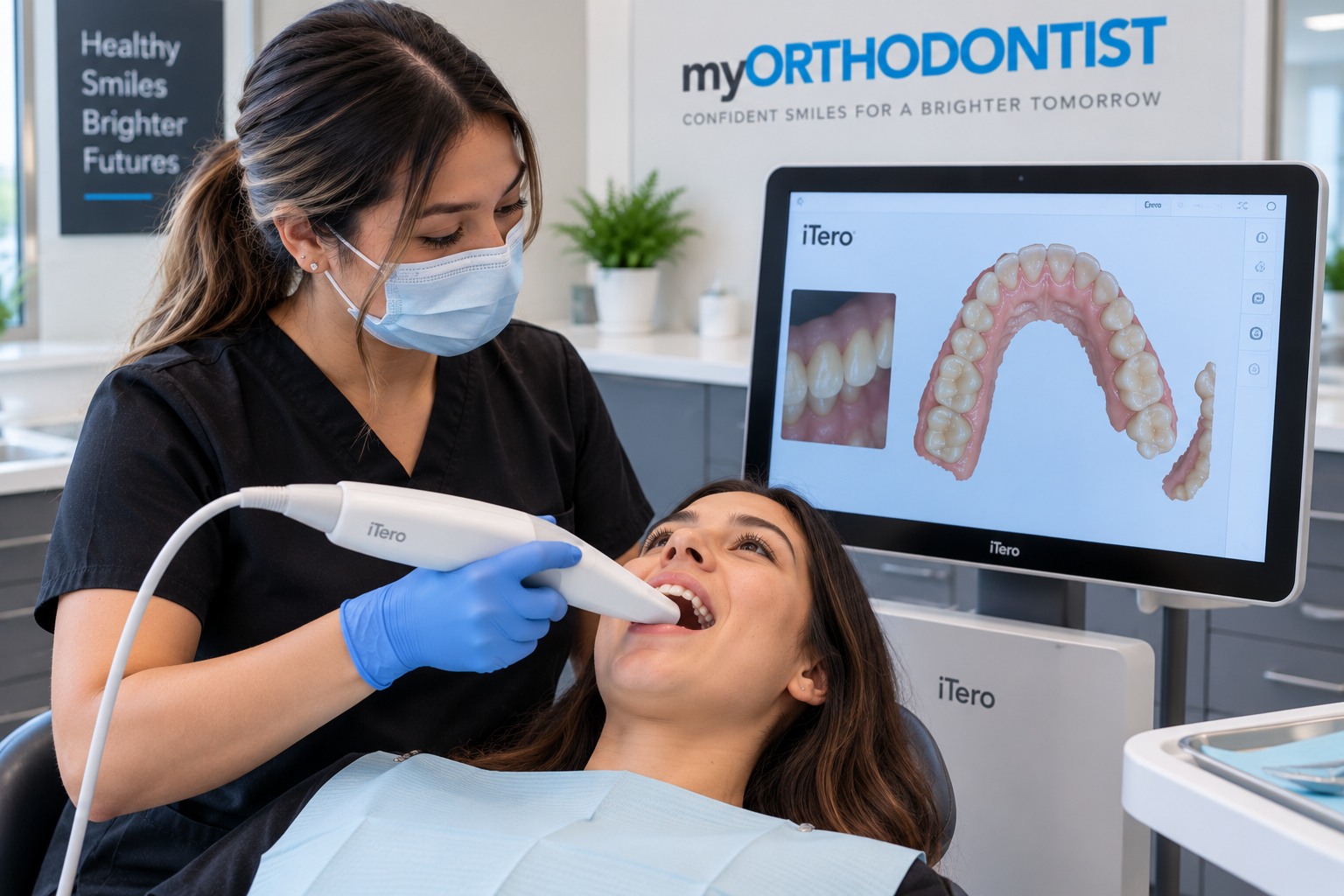Patient having a digital iTero intraoral scan taken for clear aligner treatment planning in Maple Ridge